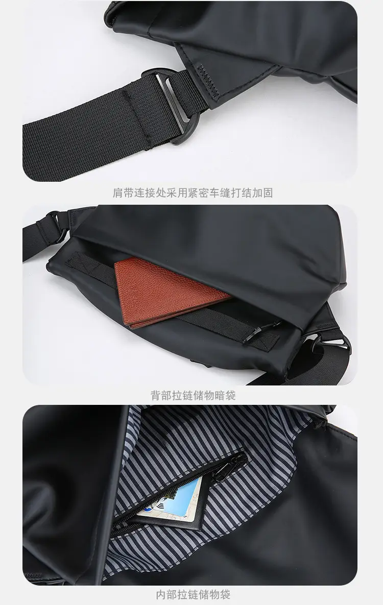 Men's Multi-Layer Crossbody Bag Black Waterproof — feature 17