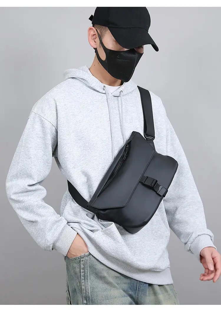 Men's Multi-Layer Crossbody Bag Black Waterproof — feature 24