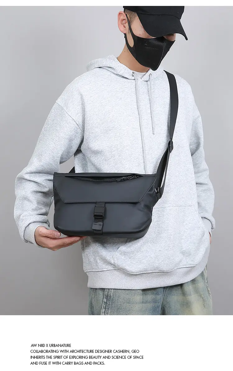 Men's Multi-Layer Crossbody Bag Black Waterproof — feature 26