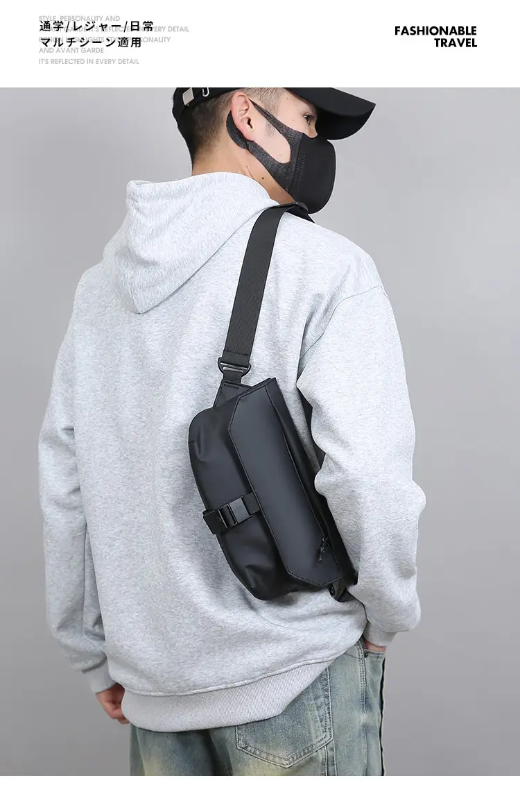 Men's Multi-Layer Crossbody Bag Black Waterproof — feature 28