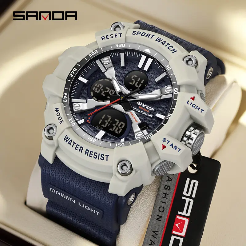 Sanda Youth Waterproof Sports Watch Black Dual Display - Image 36