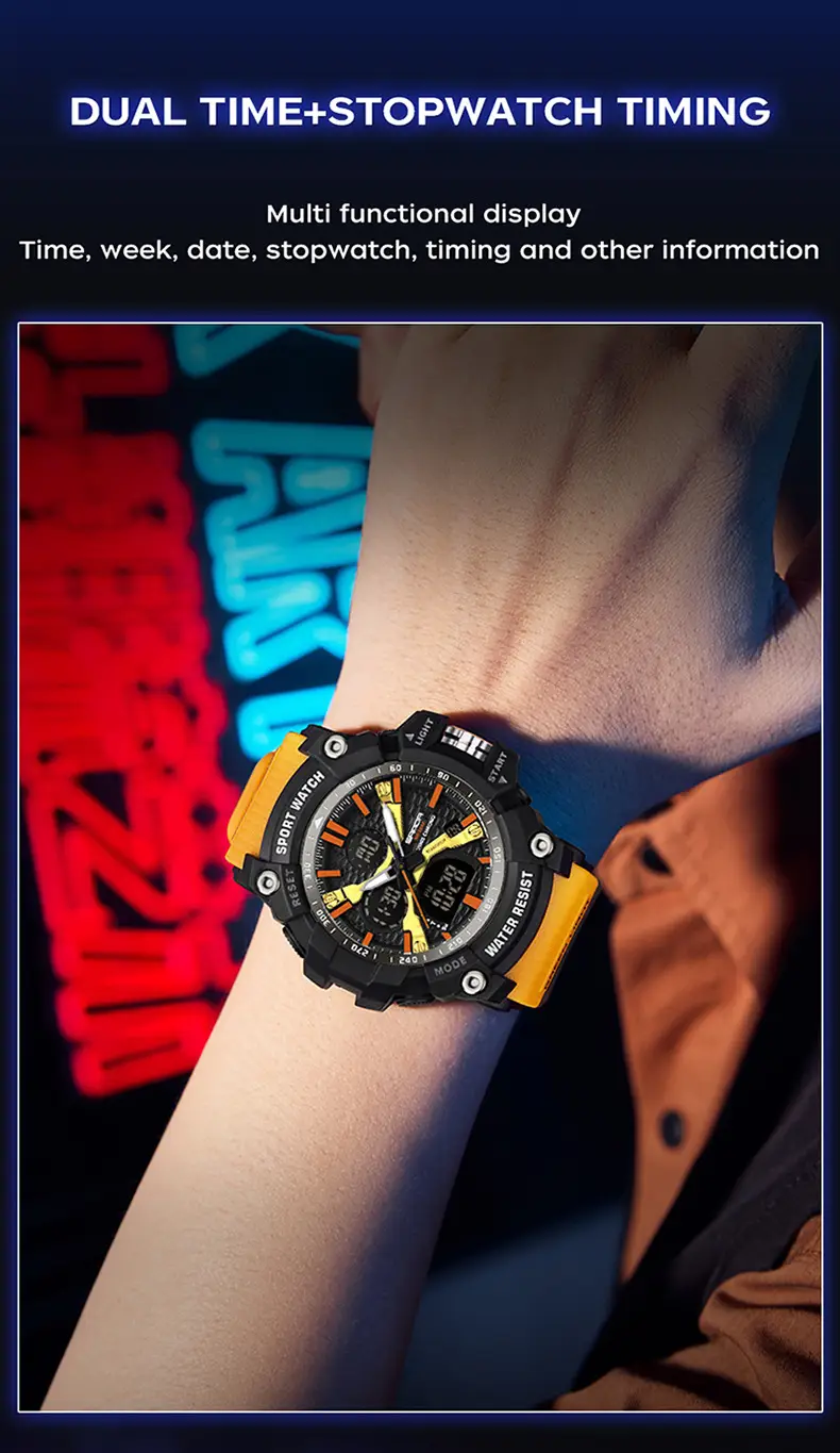 Sanda Youth Waterproof Sports Watch Black Dual Display — feature 23