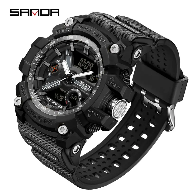 Sanda Youth Waterproof Sports Watch Black Dual Display - Image 19