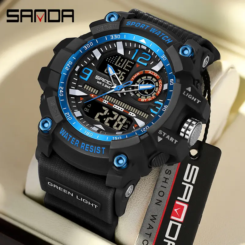 Sanda Sport Watch Waterproof Multifunctional Orange Strap - Image 36