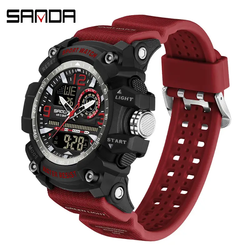 Sanda Sport Watch Waterproof Multifunctional Orange Strap - Image 38