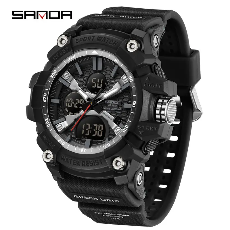 Sanda Sport Watch Waterproof Multifunctional Orange Strap - Image 11