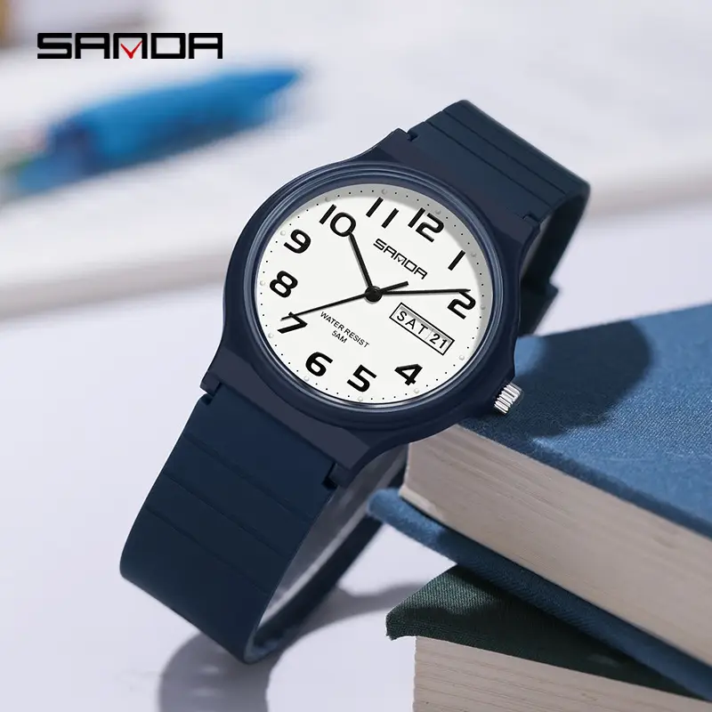Sanda Quartz Watch Black Digital Scale Dual Calendar - Image 15