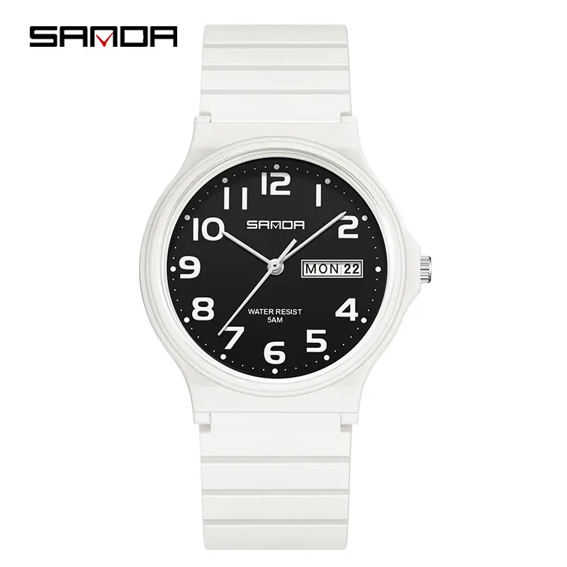 Sanda Quartz Watch Black Digital Scale Dual Calendar - Image 19