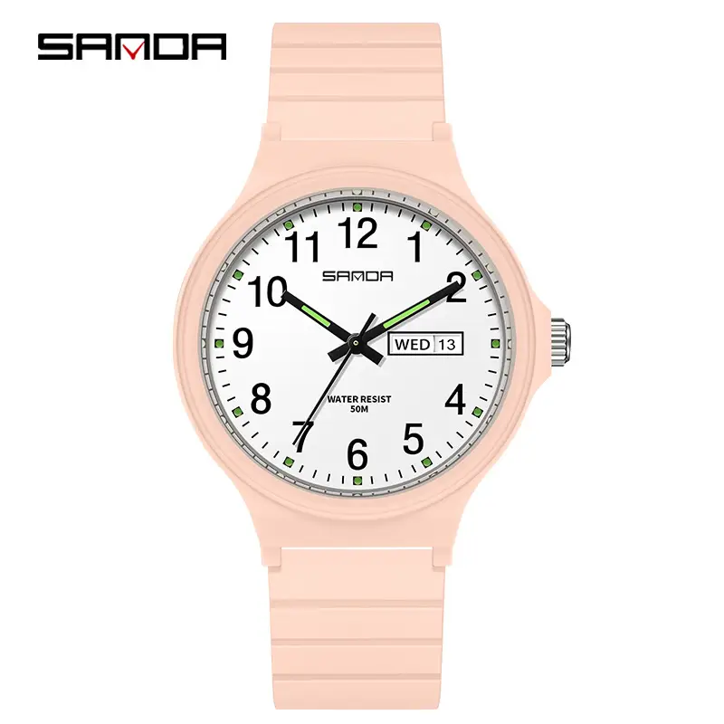 Sanda Quartz Watch Black Digital Scale Dual Calendar - Image 12