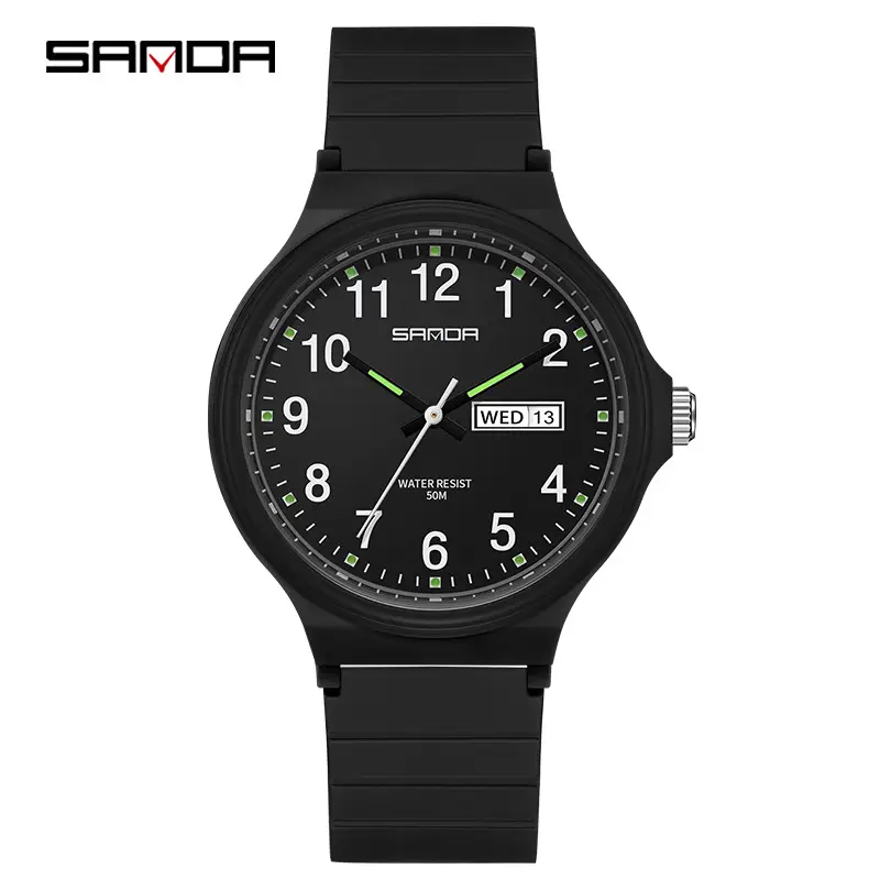 Sanda Quartz Watch Black Digital Scale Dual Calendar - Image 7