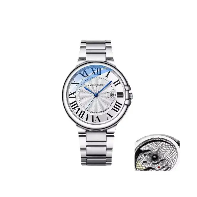 Blue Balloon Fake Mechanical Steel Strap Calendar Waterproof Cross-Border Quartz Blue Watch - Image 5