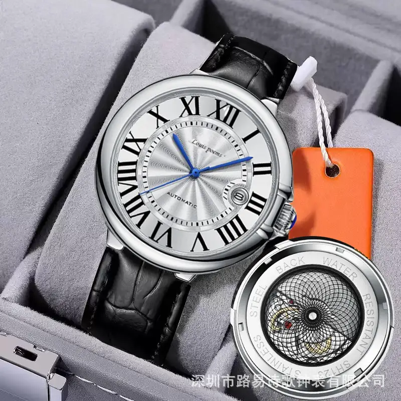 Blue Balloon Fake Mechanical Steel Strap Calendar Waterproof Cross-Border Quartz Blue Watch — feature 4