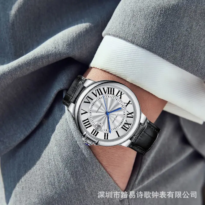Blue Balloon Fake Mechanical Steel Strap Calendar Waterproof Cross-Border Quartz Blue Watch — feature 6