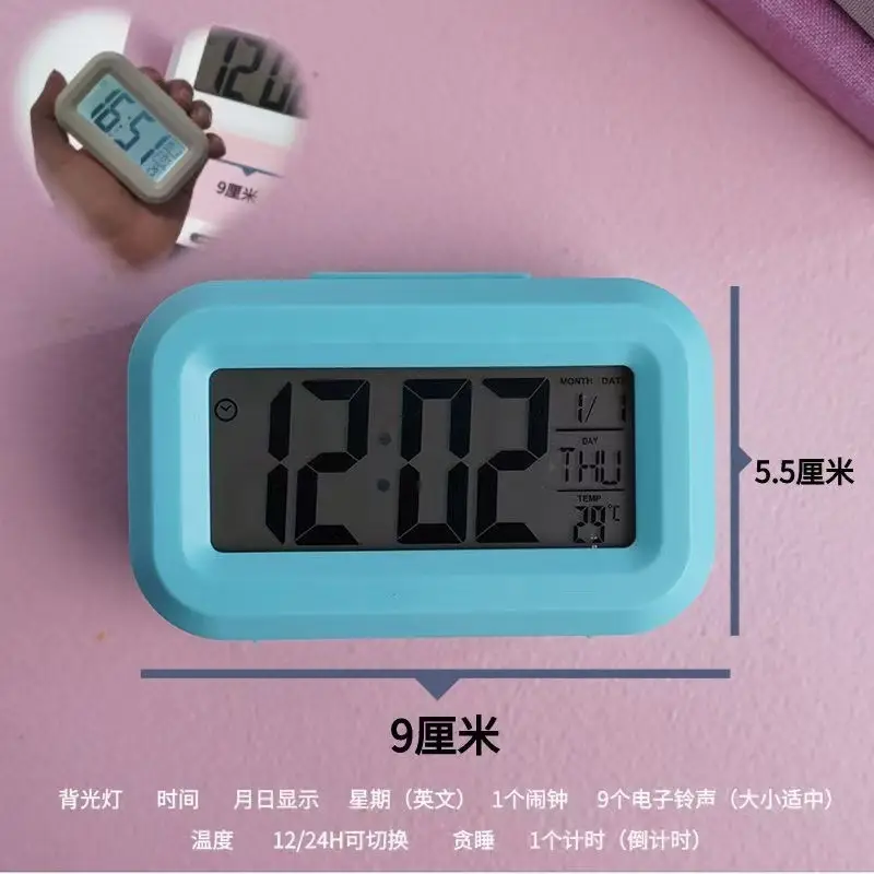 Digital Mini Alarm Clock with Thermometer and Date Display
