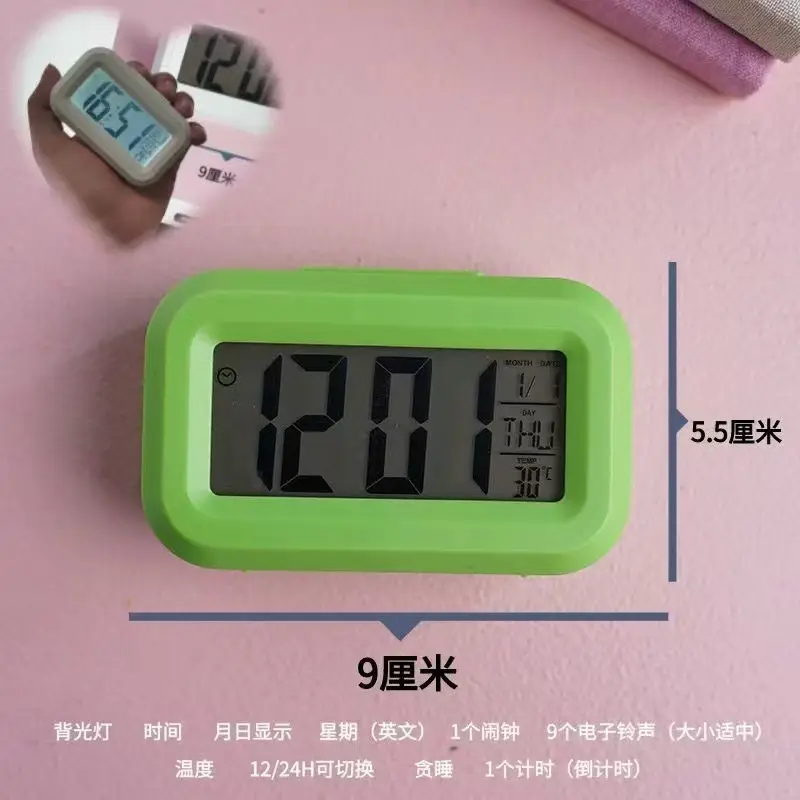 Digital Mini Alarm Clock with Thermometer and Date Display