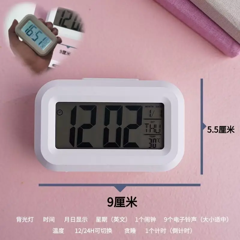 Digital Mini Alarm Clock with Thermometer and Date Display