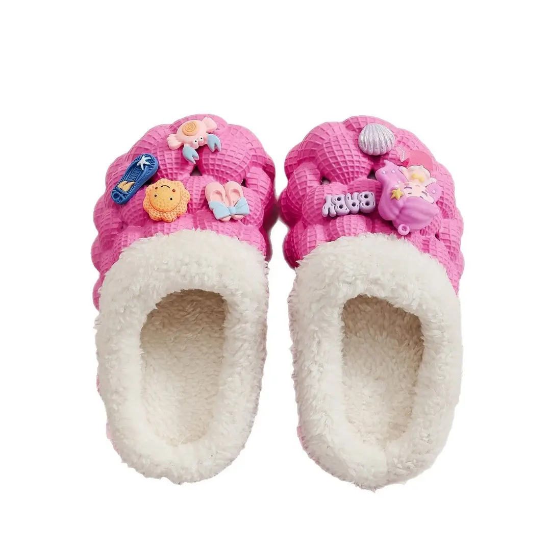 Factory Wholesale Cotton Slippers Home Wear Litchi Bathroom Couples Non-slip EVA Cartoon Fashion Autumn and Winter Cotton Slippers Tide