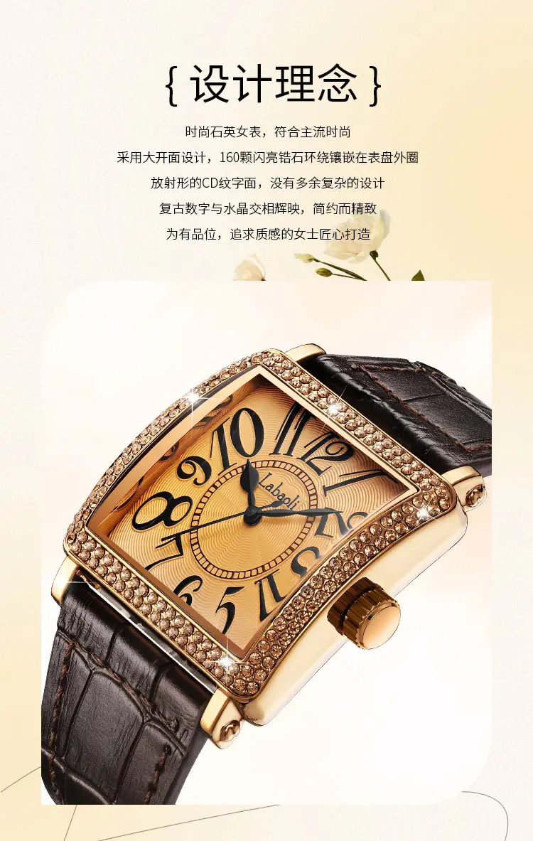Labaoli Distinctive Square Watch with Diamond Set — feature 4