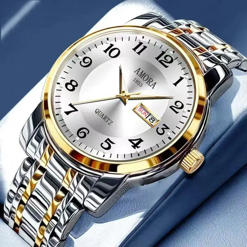 Men's Swiss Made Mechanical Watch with Gold & Silver Band - Image 7