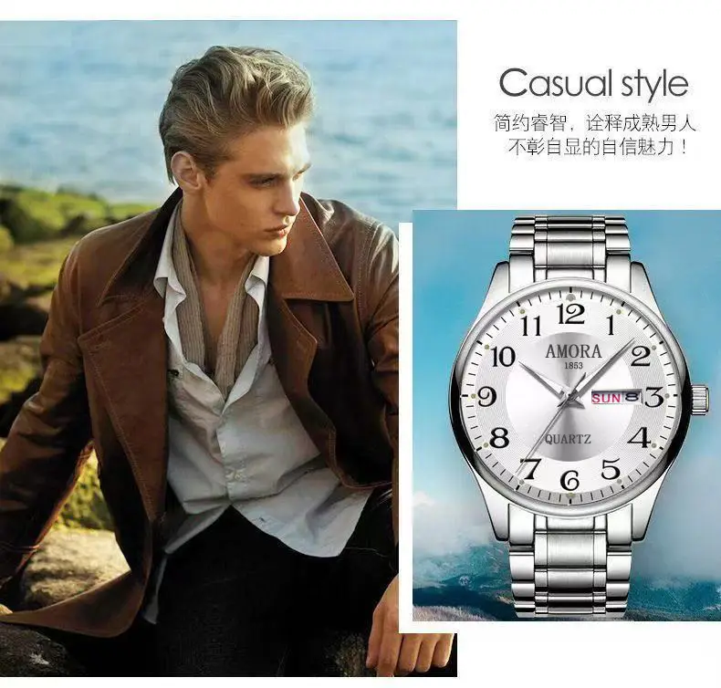 Men's Swiss Made Mechanical Watch with Gold & Silver Band — feature 5