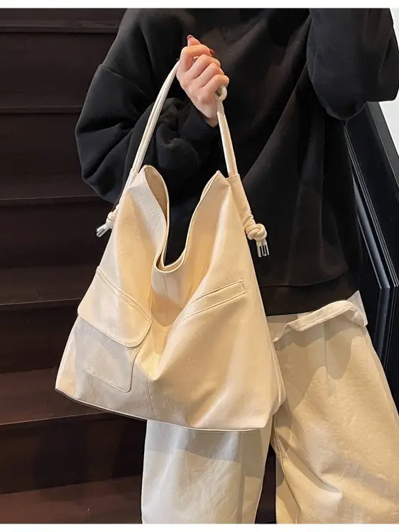 Black Leather Large Tote Bag for Women 2025 - Image 6