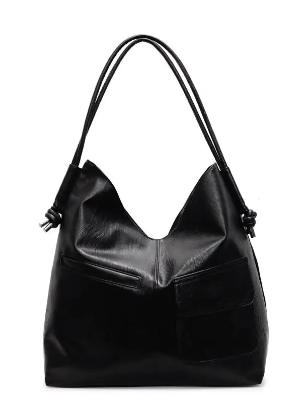 Black Leather Large Tote Bag for Women 2025 - Image 8