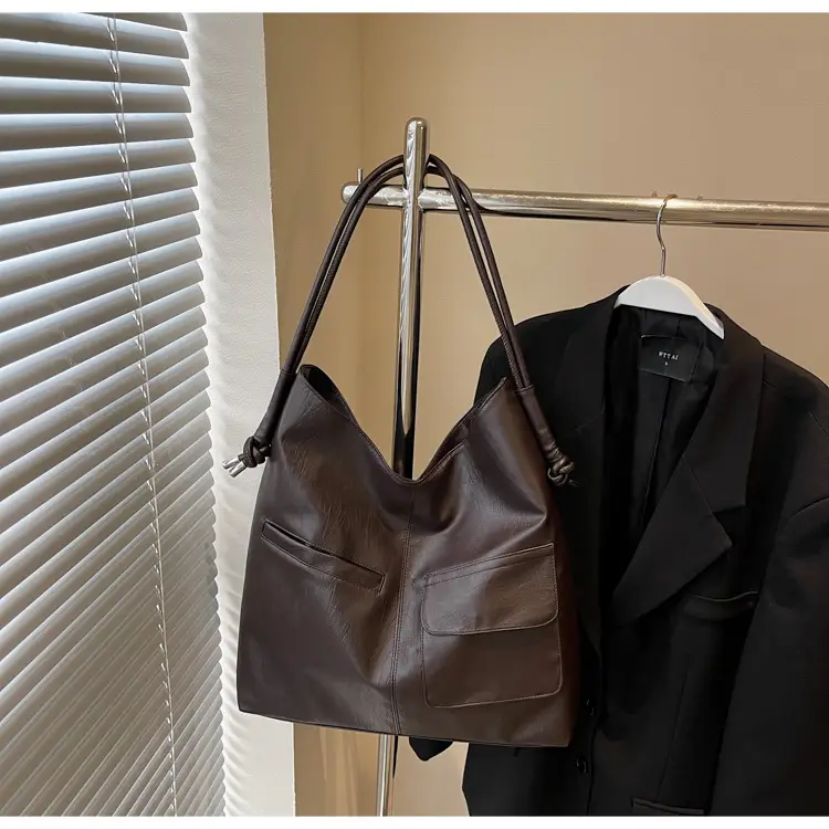 Black Leather Large Tote Bag for Women 2025 - Image 3