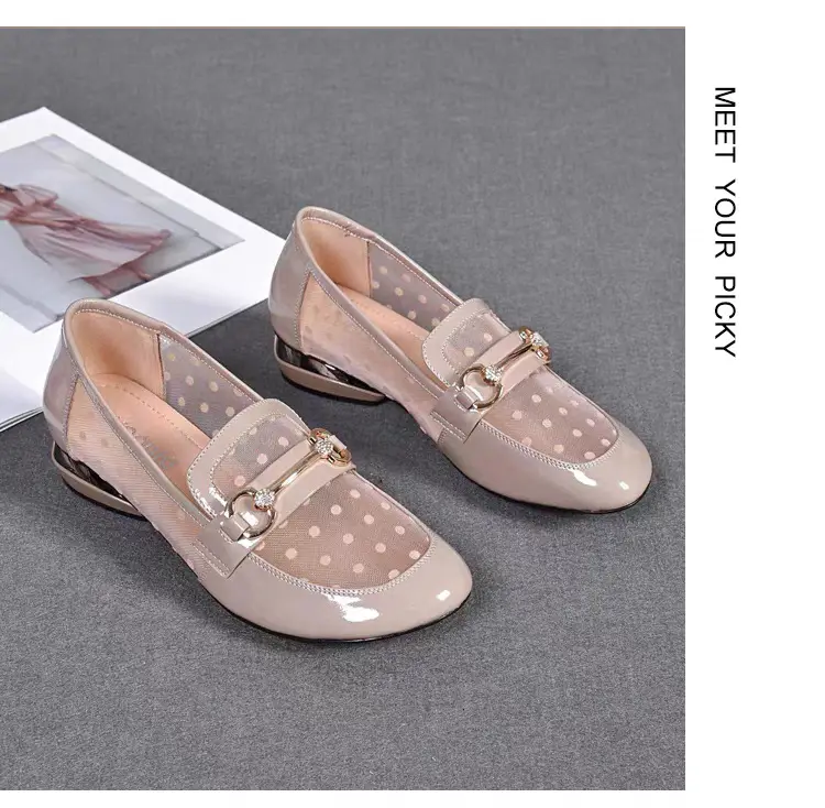 Mesh Soft Leather Shoes 2025 New Hollow Low Heel Women's Sandals Summer Flat Soft Bottom Loafers Low-top Leather Shoes — feature 6