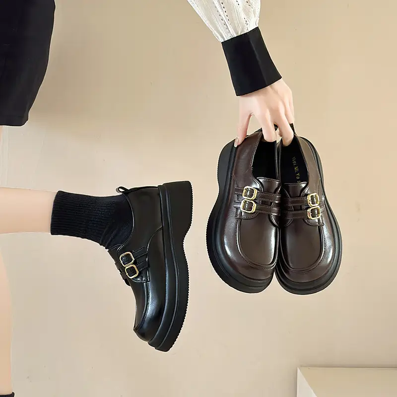 Vintage British Style Leather Shoes Women's 2025 Spring New Thick Slip-on Loafers Japanese Style Jk Mary Jane Shoes - Image 5