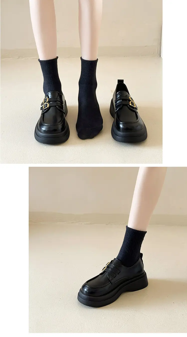 Vintage British Style Leather Shoes Women's 2025 Spring New Thick Slip-on Loafers Japanese Style Jk Mary Jane Shoes — feature 10