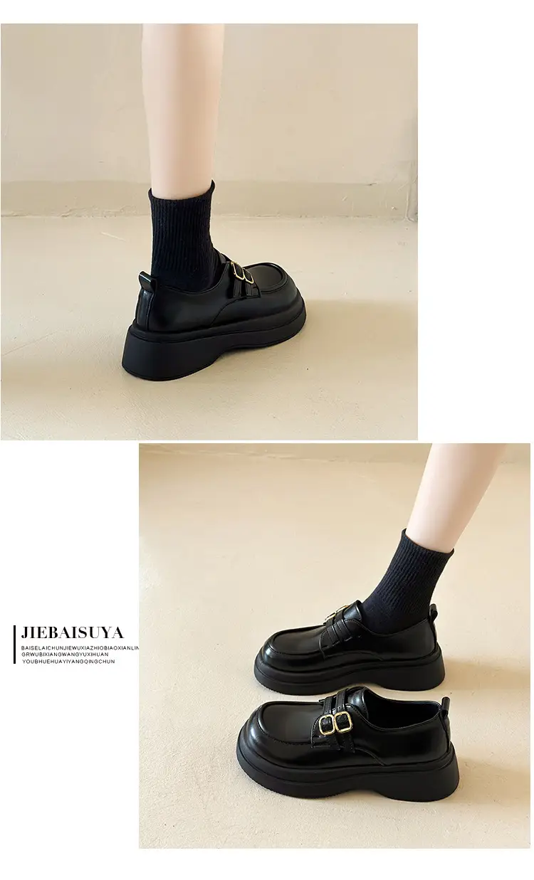 Vintage British Style Leather Shoes Women's 2025 Spring New Thick Slip-on Loafers Japanese Style Jk Mary Jane Shoes — feature 11