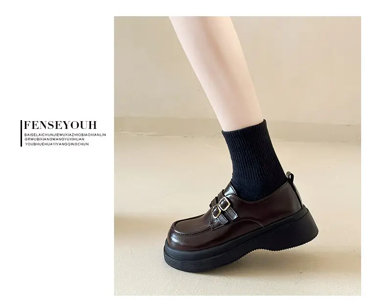 Vintage British Style Leather Shoes Women's 2025 Spring New Thick Slip-on Loafers Japanese Style Jk Mary Jane Shoes — feature 16