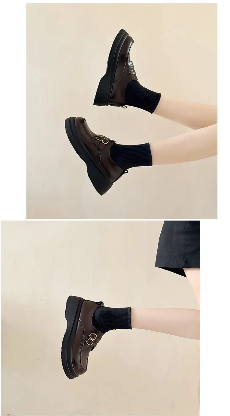 Vintage British Style Leather Shoes Women's 2025 Spring New Thick Slip-on Loafers Japanese Style Jk Mary Jane Shoes — feature 17