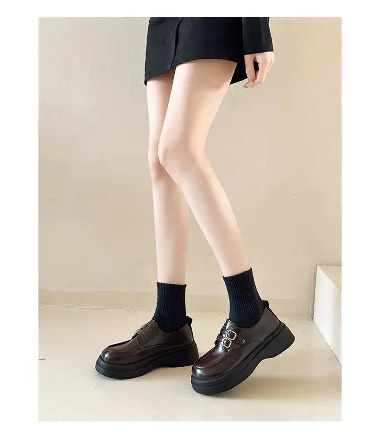 Vintage British Style Leather Shoes Women's 2025 Spring New Thick Slip-on Loafers Japanese Style Jk Mary Jane Shoes — feature 18