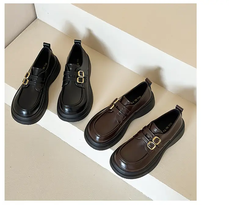 Vintage British Style Leather Shoes Women's 2025 Spring New Thick Slip-on Loafers Japanese Style Jk Mary Jane Shoes — feature 20