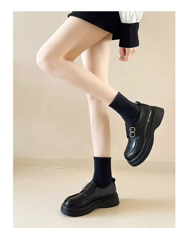 Vintage British Style Leather Shoes Women's 2025 Spring New Thick Slip-on Loafers Japanese Style Jk Mary Jane Shoes — feature 7