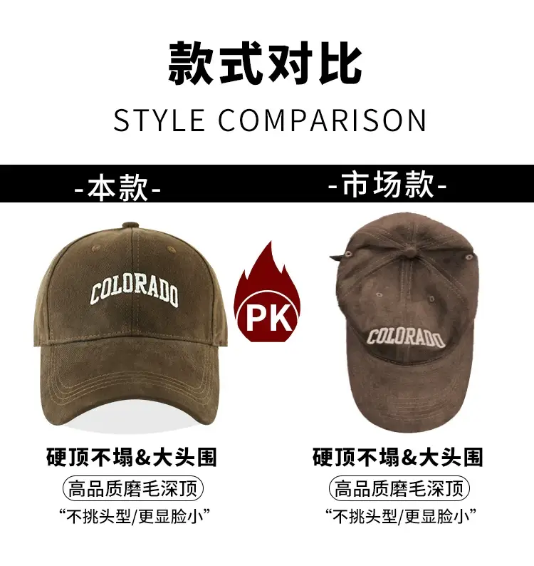 Korean Style Coffee Color Baseball Cap Big Head — feature 7