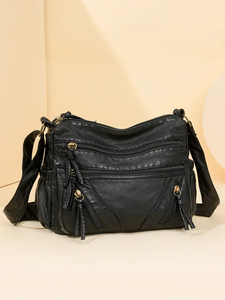 Brown Crossbody Bag for Women with Multi-Layer Design - Image 3