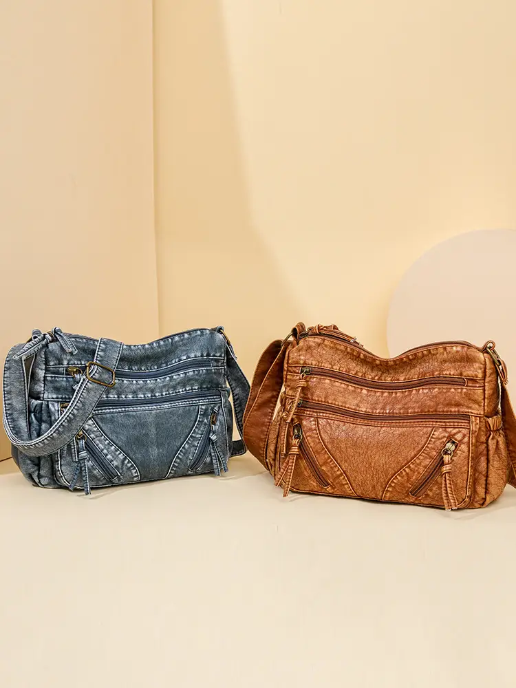 Brown Crossbody Bag for Women with Multi-Layer Design - Image 5