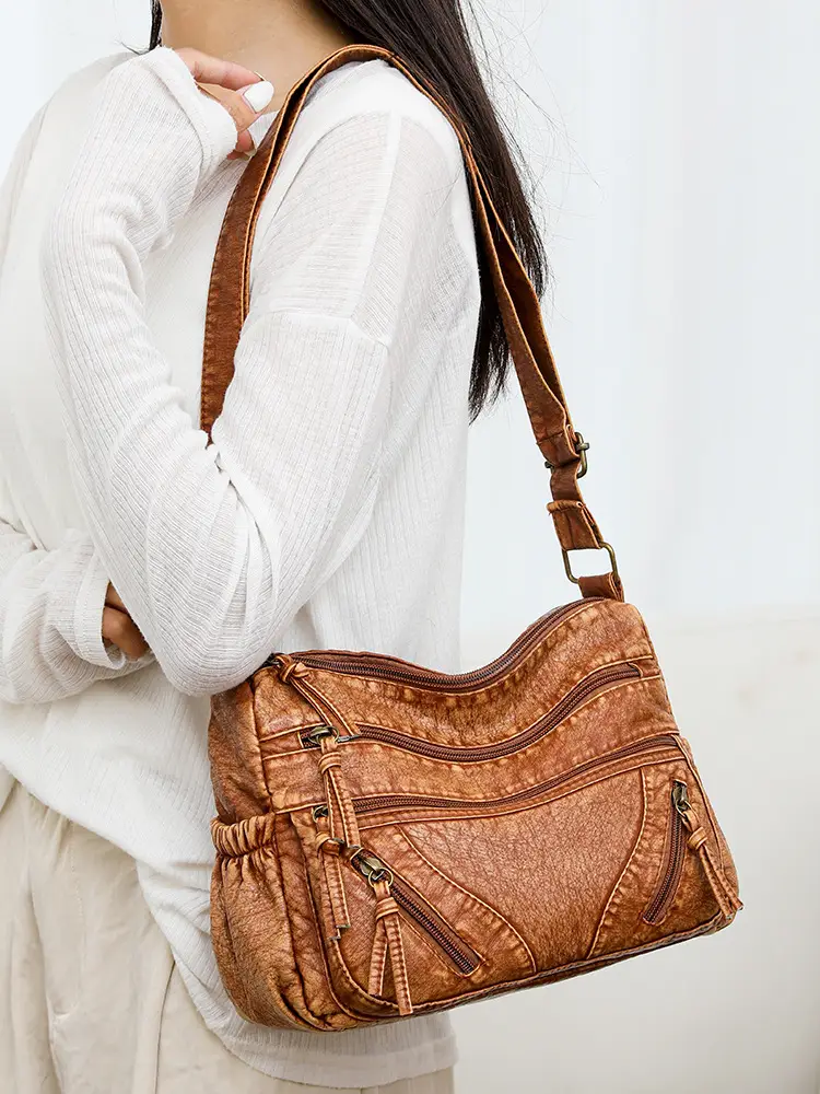 Brown Crossbody Bag for Women with Multi-Layer Design — feature 1