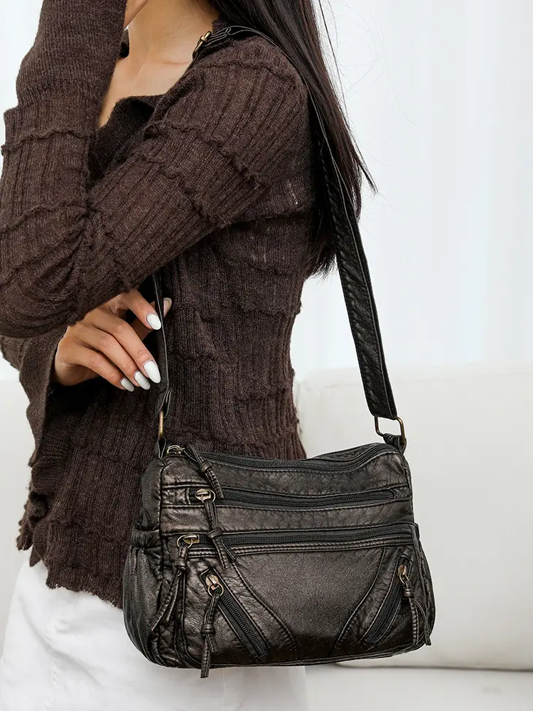 Brown Crossbody Bag for Women with Multi-Layer Design — feature 5