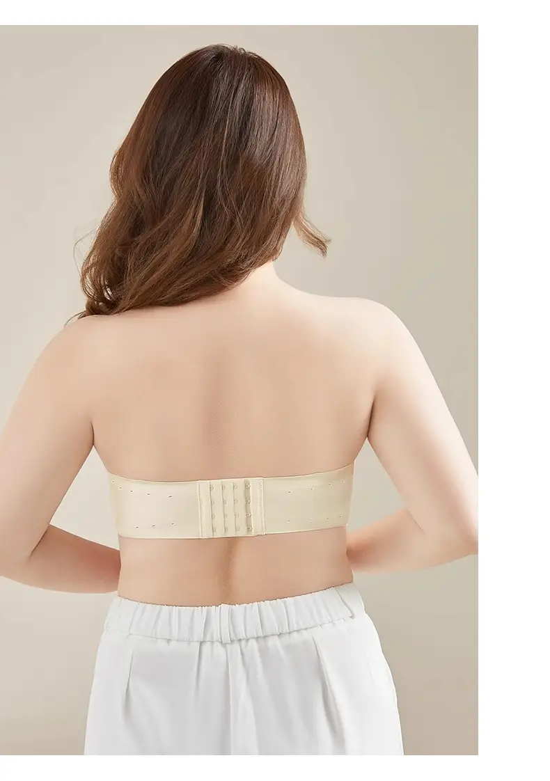 Strapless Underwear Women's Large Chest Small Non-slip Anti-sagging Tube-length Invisible Traceless Push-up plus size Bra — feature 27