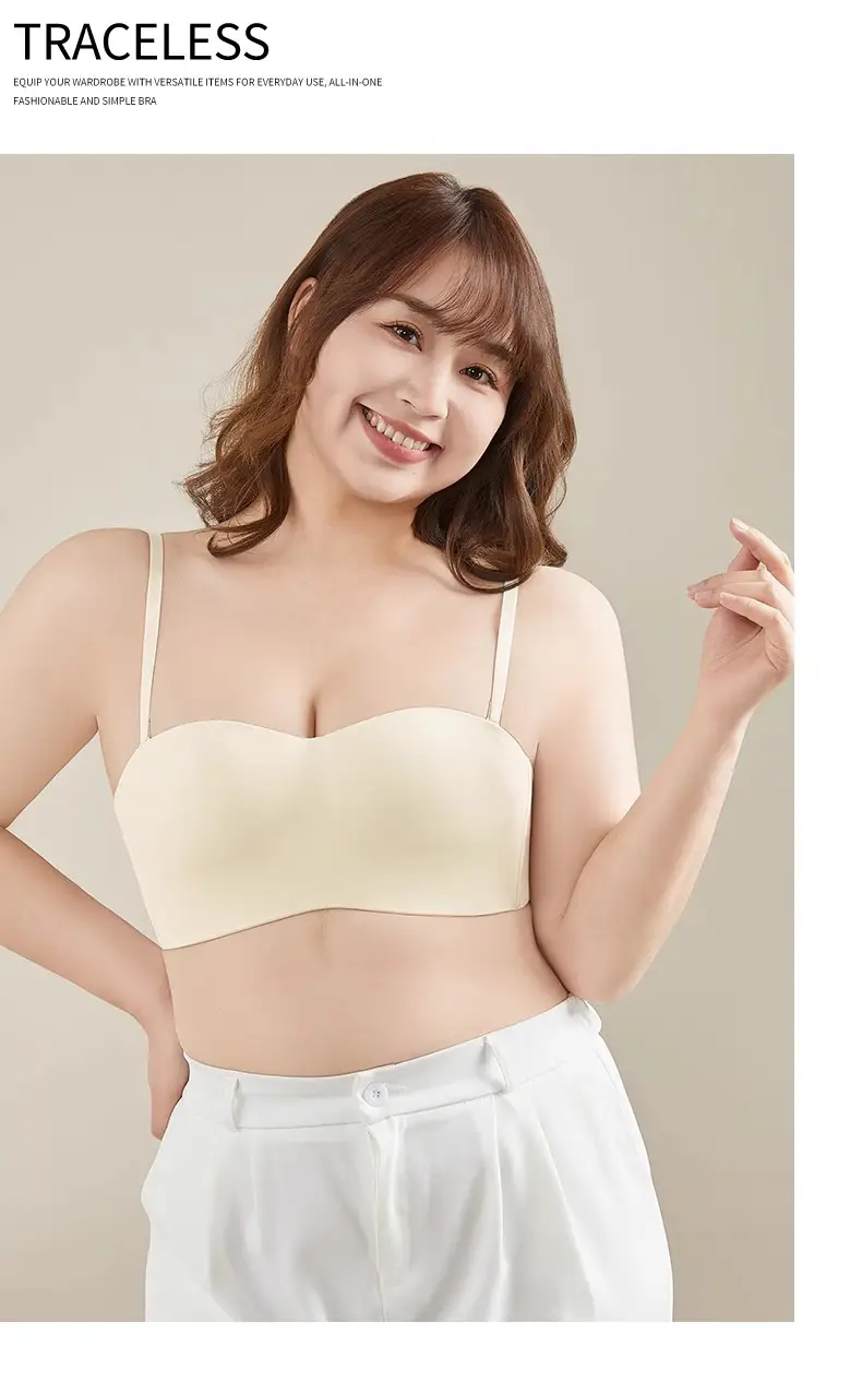 Strapless Underwear Women's Large Chest Small Non-slip Anti-sagging Tube-length Invisible Traceless Push-up plus size Bra — feature 28