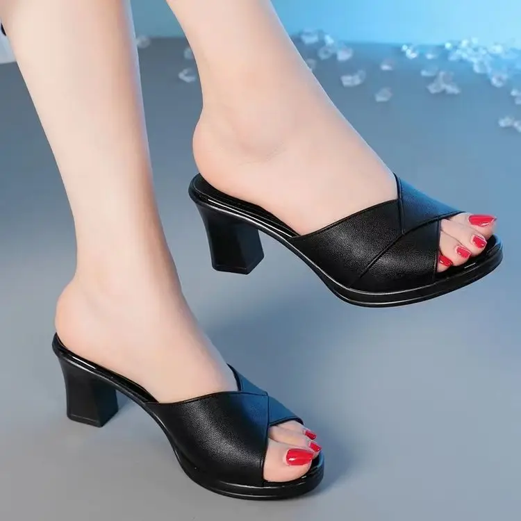 White Thick Heel Sandals for Women Summer — feature 1