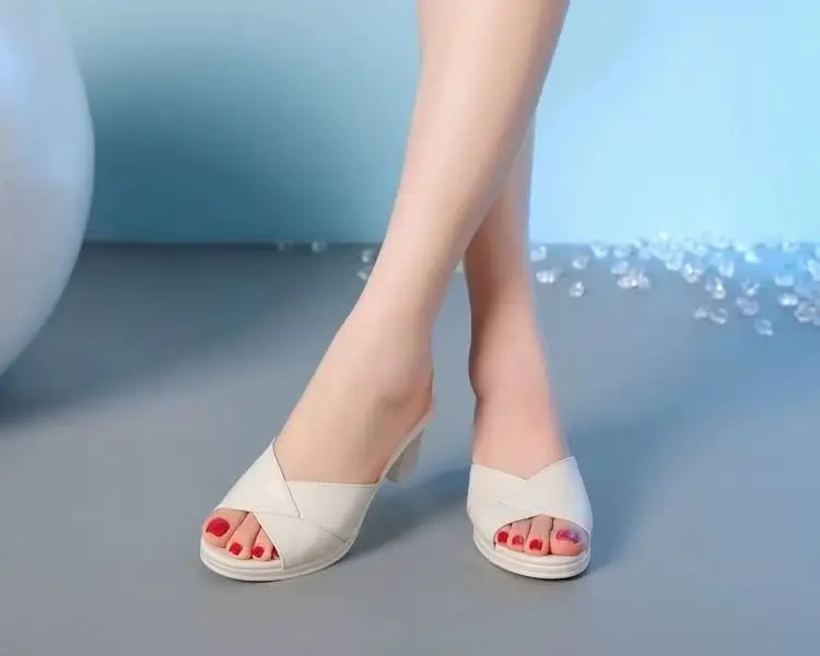 White Thick Heel Sandals for Women Summer — feature 8