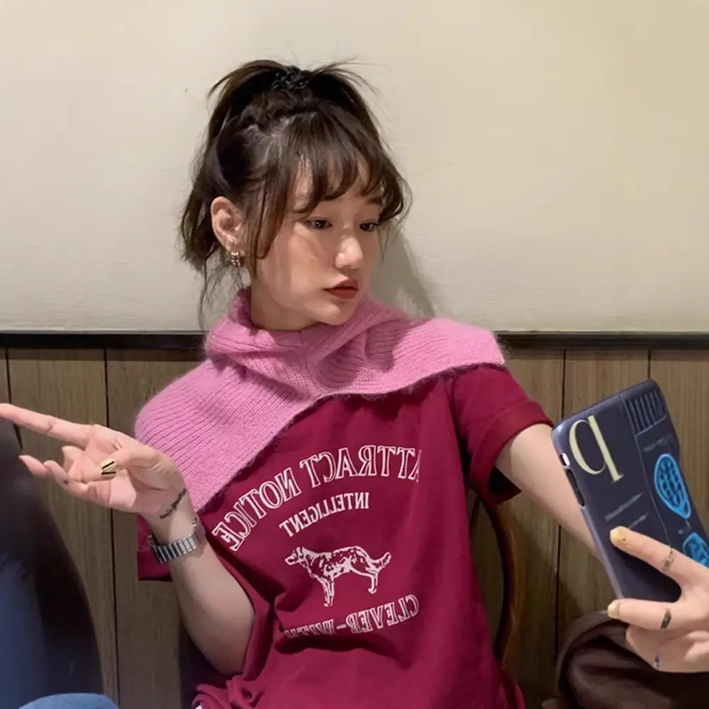 Korean-style Loose Round Neck Cotton T-shirt 2025 Summer New American-style Letter Printed Short-sleeved Top for Inner Wearing and Outer Wearing