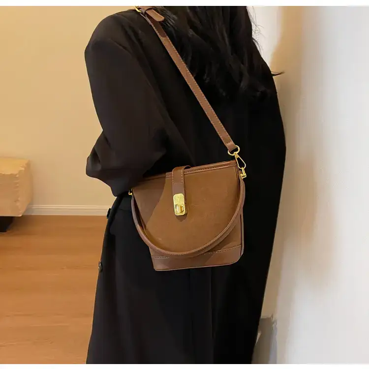 Autumn Winter Women's Frosted Bucket Bag Large Capacity — feature 16