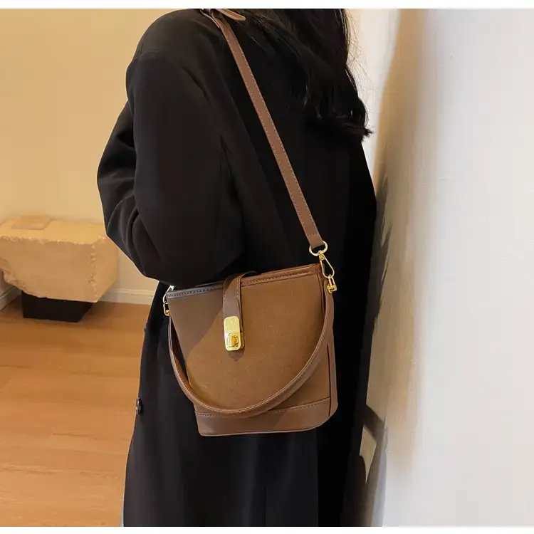 Autumn Winter Women's Frosted Bucket Bag Large Capacity — feature 18