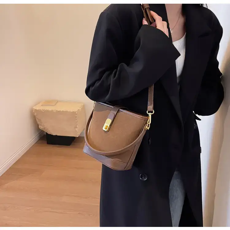Autumn Winter Women's Frosted Bucket Bag Large Capacity — feature 19