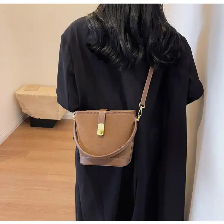 Autumn Winter Women's Frosted Bucket Bag Large Capacity — feature 20